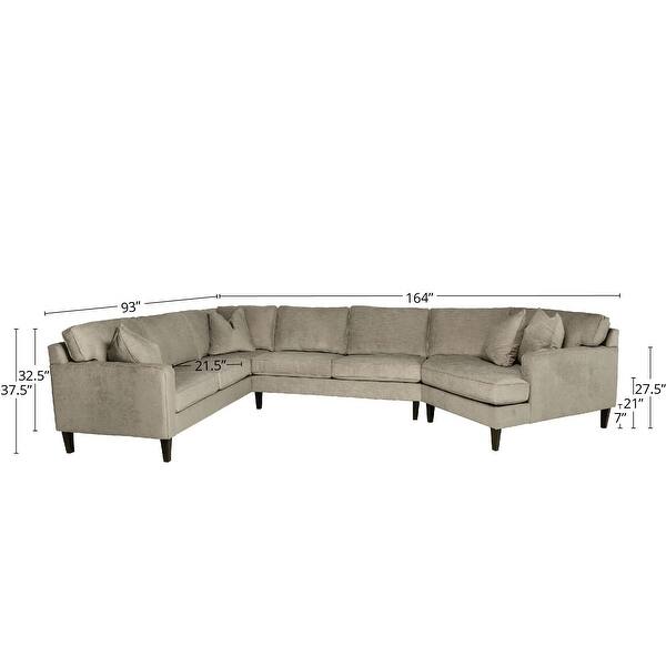 dimension image slide 1 of 2, Lauren 3-piece Contemporary Angled 6-Seater Sectional