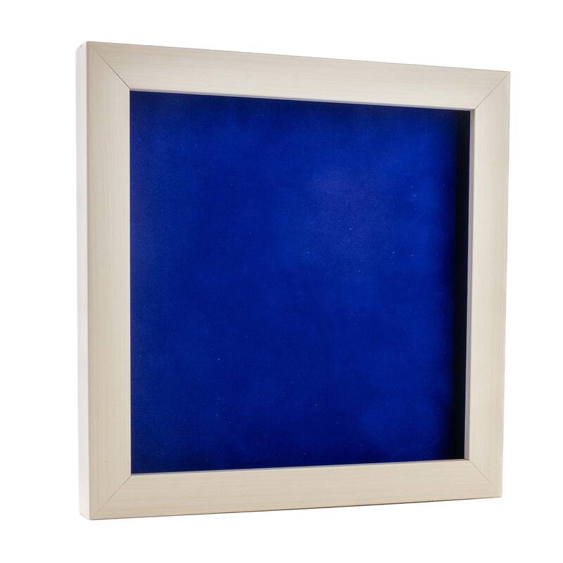 20x20 Shadow Box Frame White Washed Wood | With a 3/4" Usable Display Depth | Includes a Royal Blue Real Suede Texture Acid-Free - Holds 20x20 Photo