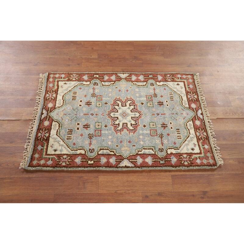 Traditional Blue Kazak Accent Rug Handmade Wool Carpet - 2'0" x 3'0"