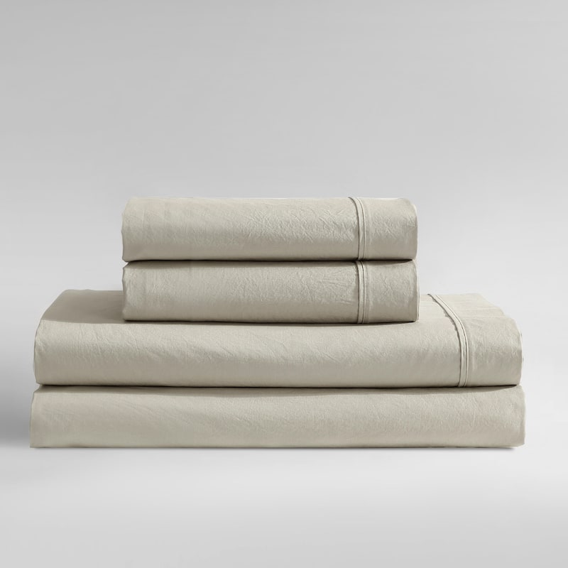 Calvin Klein Washed Cotton Percale Sheet Set - Green - Queen