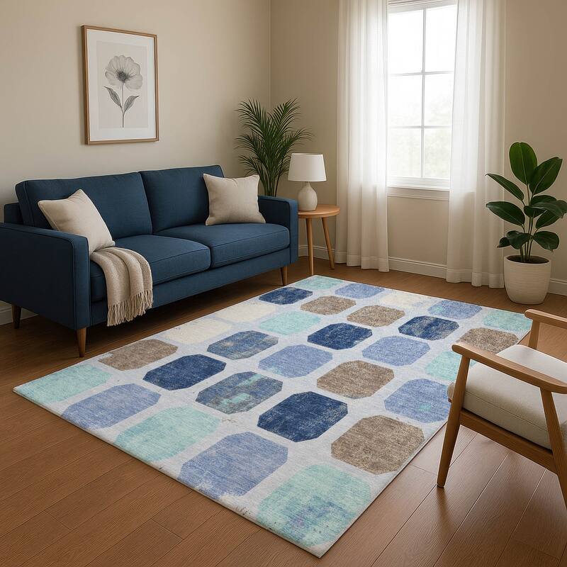Premium Washable Super Soft Casual Contemporary Mayfield Rug - Denim - 5' x 7'6"