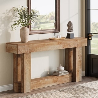 63-inch Wood Console Table, Farmhouse 2-tier Entryway Table - Bed Bath ...