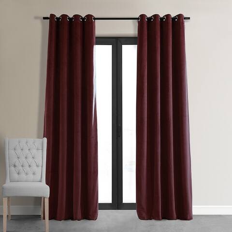 Exclusive Fabrics Burgundy Grommet Velvet Blackout Curtain (1 Panel)
