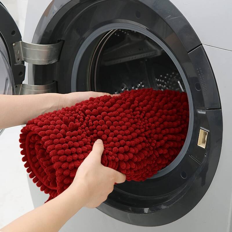 Ultra Soft Striped Non Slip Chenille Bathroom Rug Set 3 Pieces