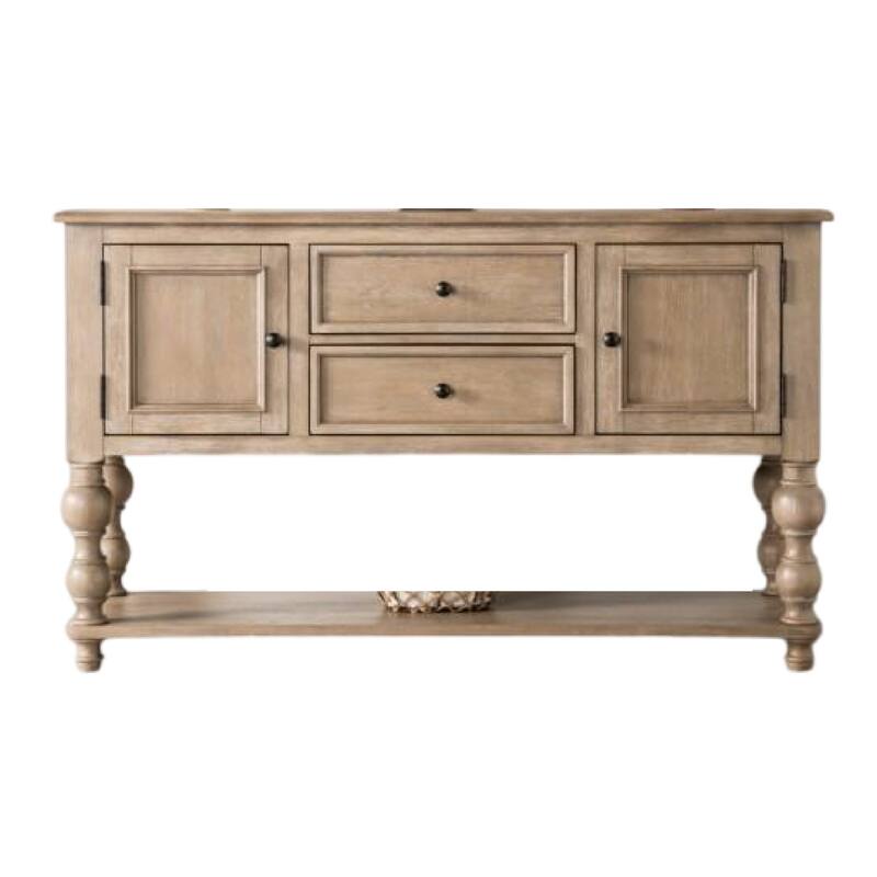 Cherie Sideboard Buffet Console, 2 Drawers Doors, Light Brown, 60 Inch