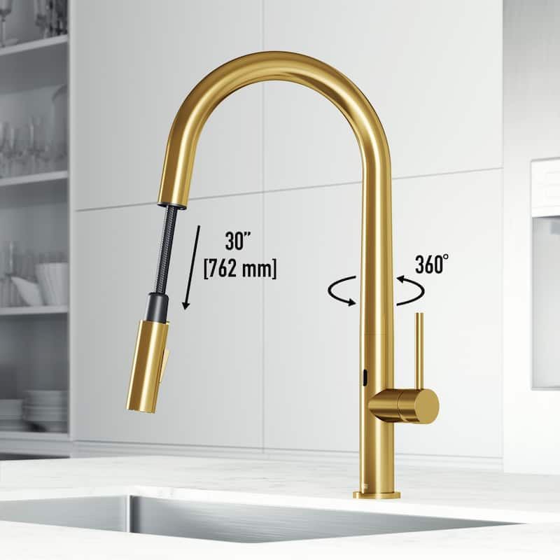 VIGO Greenwich 18" H Single Handle Pull-Down Sprayer Kitchen Faucet with Touchless Sensor