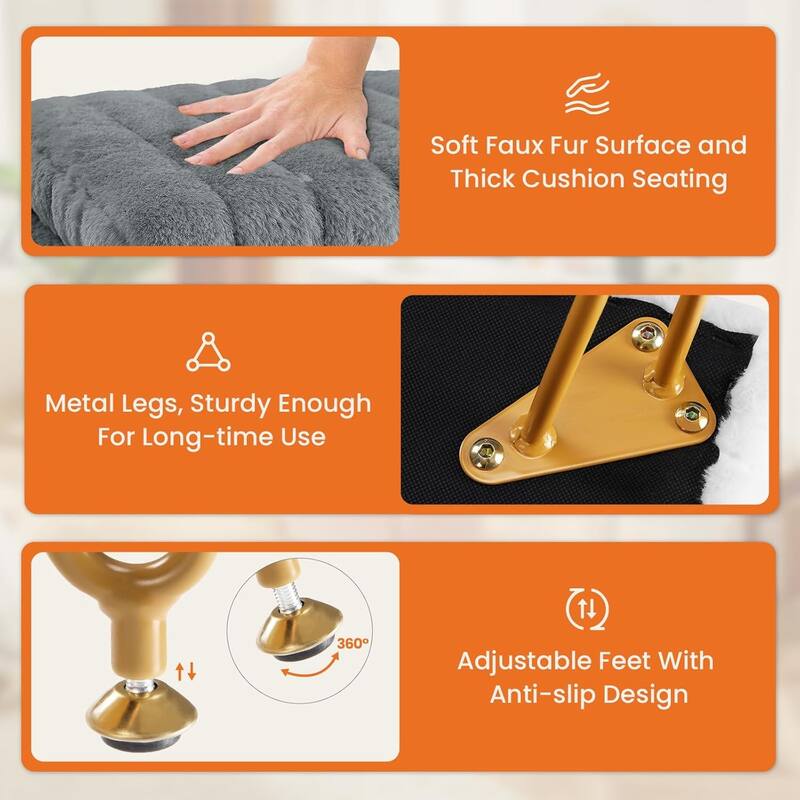 Vanity Stool Chair with Storage, Ottoman Boucle Soft Padded Makeup Footstools Seat 1PCS - 12.2"D x 16"W x 18.9"H