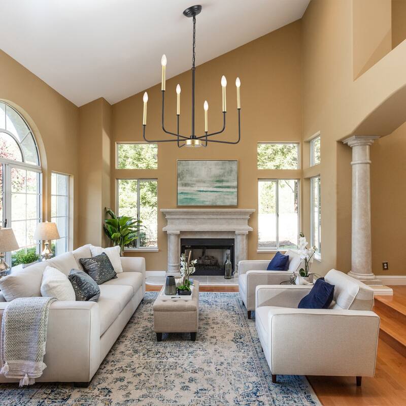 6-Light Candlestick Hanging Linear Chandelier Lighting Ceiling Light for Kitchen Island