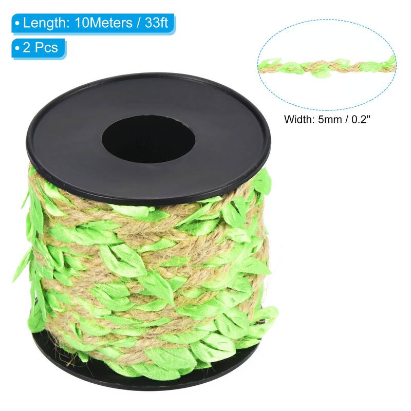 2 Roll 33ft 5mm Burlap Leaf Ribbon Vine Natural Jute Rope Twine