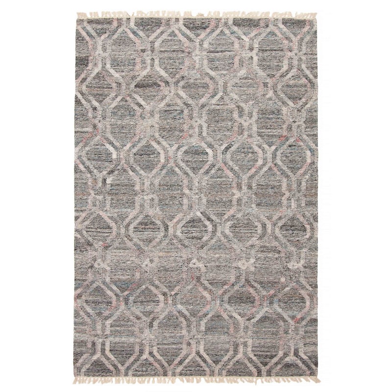 ECARPETGALLERY Flat-Weave Ankara FW Dark Grey Wool Kilim - 5'3 x 7'10 - Dark Grey - 5'3 x 7'10