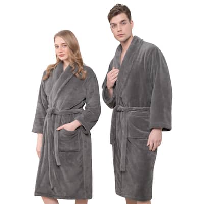 American Soft Linen Mens and Womens Robe Warm Fleece Unisex Bathrobe