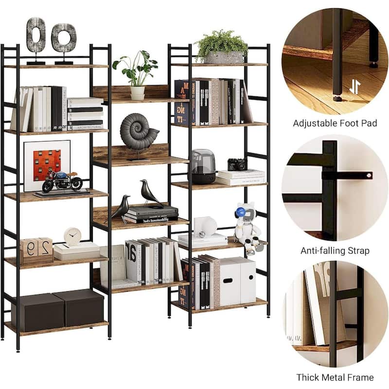 5 Tier Bookshelf, Standing Bookcase with 14 Open Display Shelves - N/A