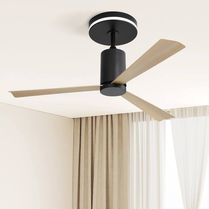 52'' Flush Mount Ceiling Fan with Uplight & Remote Control Indoor Outdoor Reversible