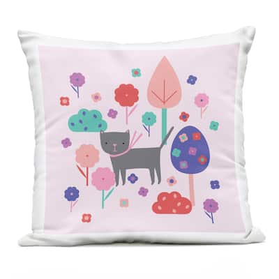 Stupell Pastel Whimsical Cat & Trees Printed Outdoor Throw Pillow Design by Sazerelli Designs