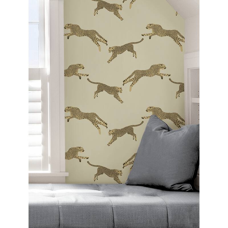 Scalamandre Dune Leaping Cheetah Peel & Stick Wallpaper