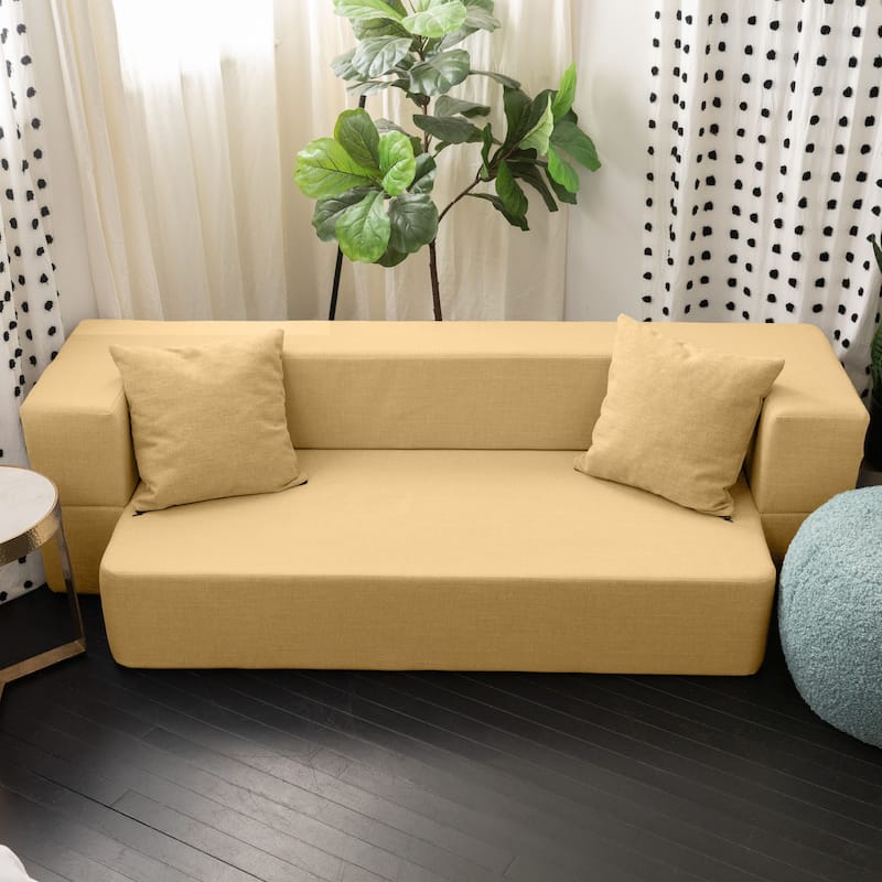 Zenzi Loveseat Twin - Convertible Couch / Twin Sleeper, Bru Smart - Wheat Gold