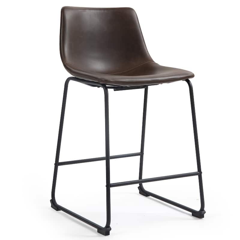 Carbon Loft Richard Faux Leather and Iron Counter Stool (Set of 2)