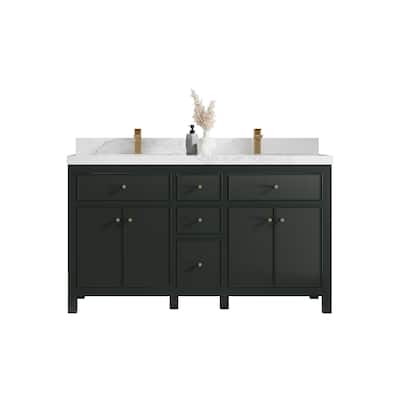 Willow Collections 60 in W x 22 in D Sonoma Free Standing Reeded Double Sink Bathroom Vanity with Countertop