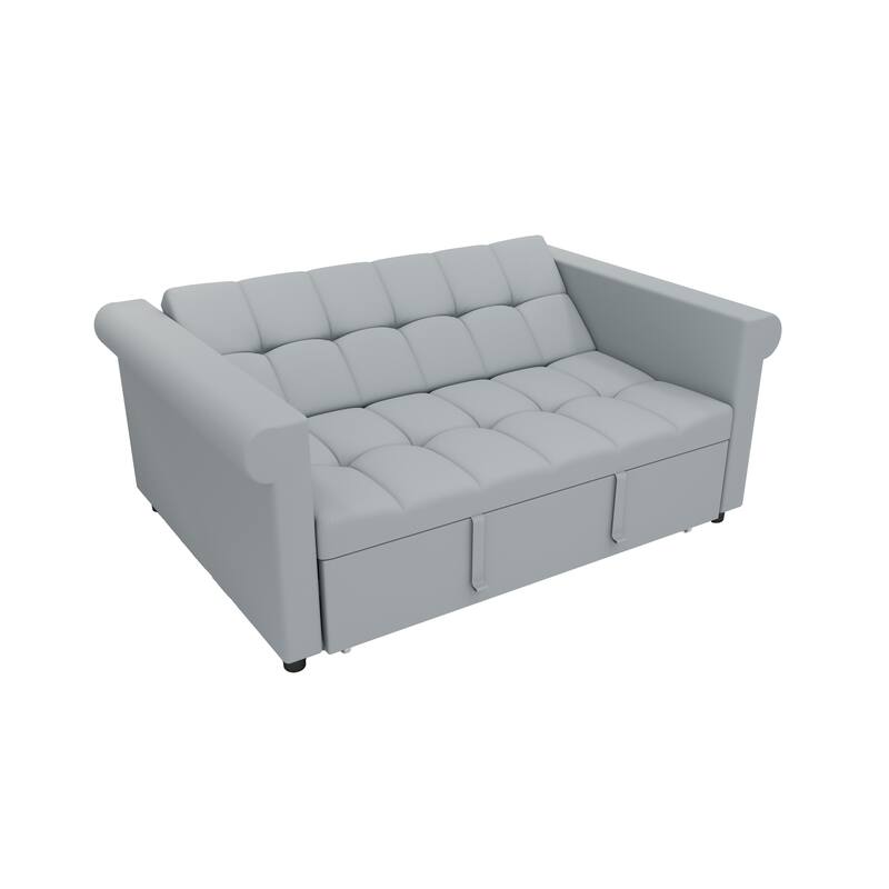 Minimalist Sofa Bed with 7-Position Adjustable Backrest, Convertible Sofa Loveseat with Sturdy Wooden Frame