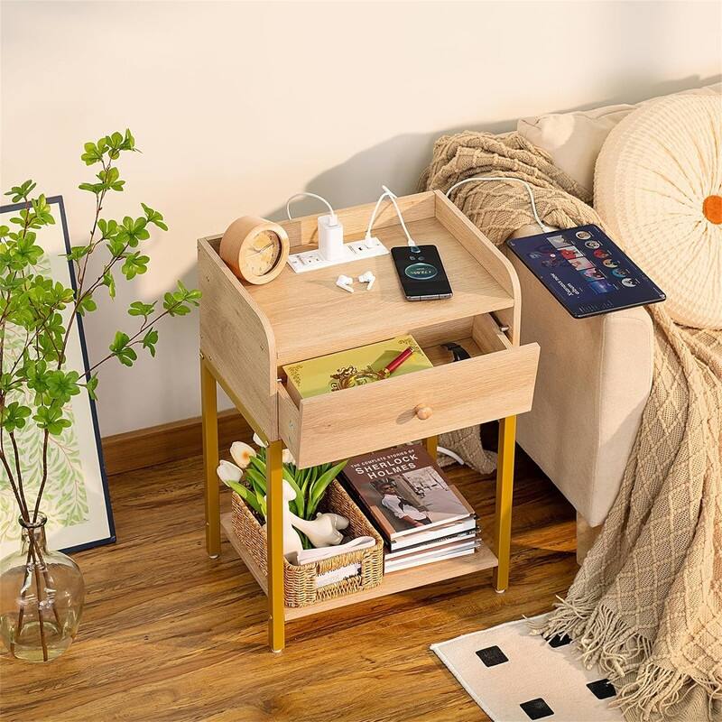 Nightstands Set of 2 with Charging Station and USB Ports