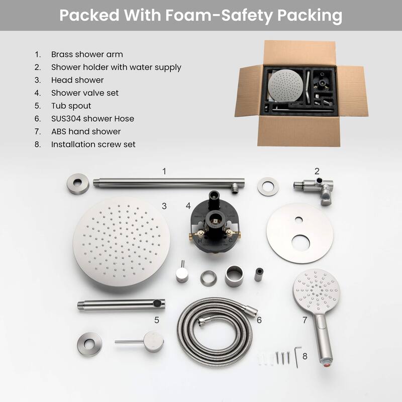 Circular Pressure Balanced 3-Function Shower System with Rough-In Valve