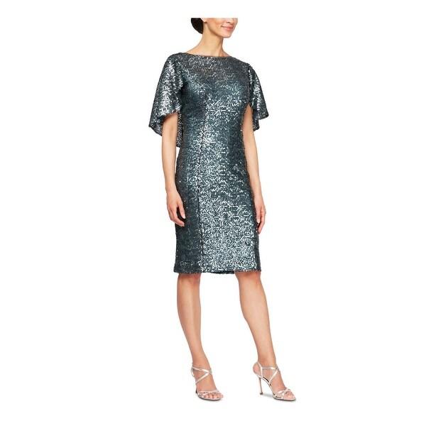 alex evenings bell sleeve sheath dress