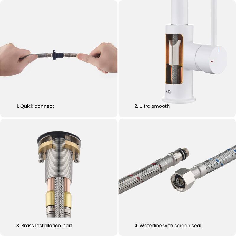 Single-Hole Pull-Down Kitchen Faucet with Sprayer and Magnetic Docking