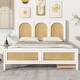 preview thumbnail 2 of 5, Full Size Wood Storage Platform Bed with Rattan Headboard