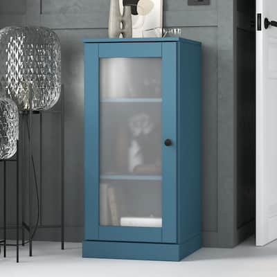 Palace Imports 100% Solid Wood 3-Shelf Bookcase with Frosted Glass Door and Adjustable Shelves