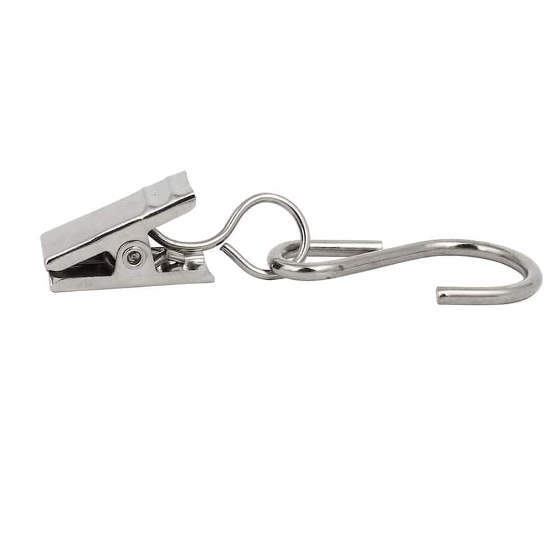 13mm Width 60mm Length S Shaped Hanging Hook Drapes Curtain Clips Clamps 16 Pcs - Silver Tone