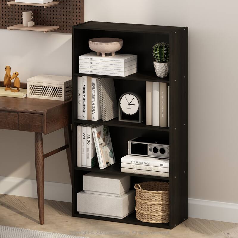 41.7 in. Tall Espresso Wood 4-Shelf Bookcase