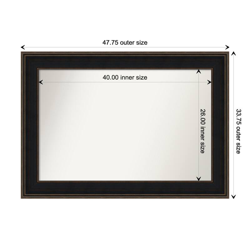 Mezzanine Espresso Framed Non-Beveled Custom Wall Mirror, Bathroom Vanity Mirror - Outer Size: 47.75 x 33.75