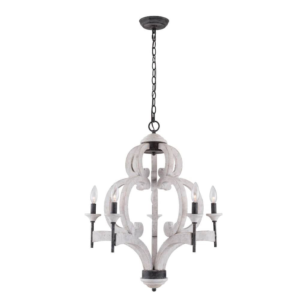 French Vintage Style Francisville Chandelier with Washed White finish - 24