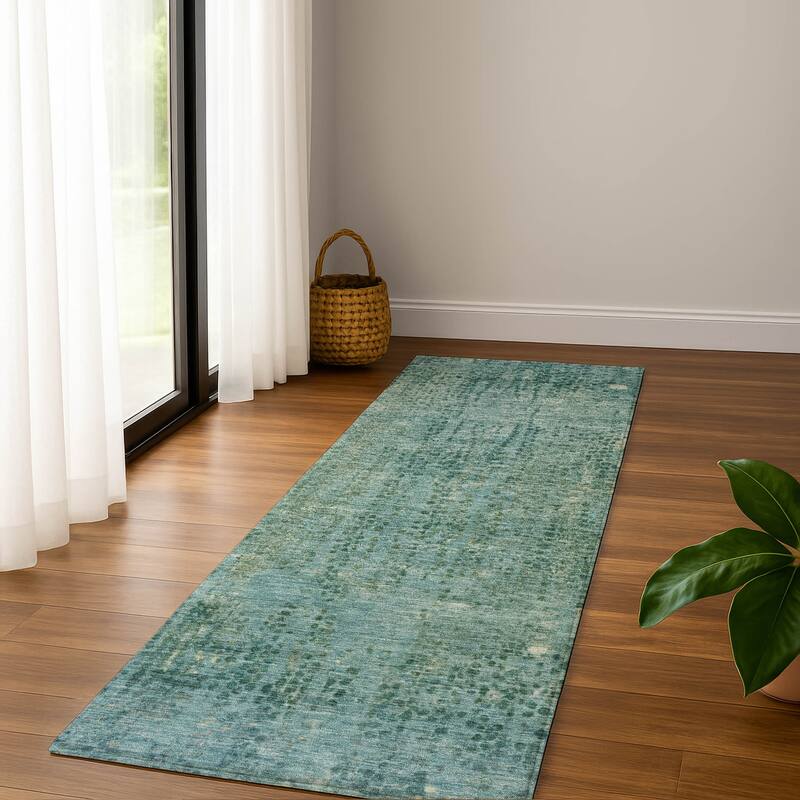 Premium Washable Super Soft Modern Imprints Mayfield Rug - Teal - 2'3" x 7'6"
