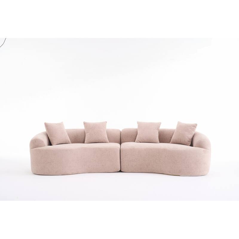 Curved Loveseat White Full Compression Sponge Sofa