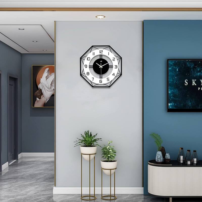 Large Wall Clocks for Living Room Decor Modern Silent Wall Clock Non Ticking Battery Operated Quartz 14 Inch - Black