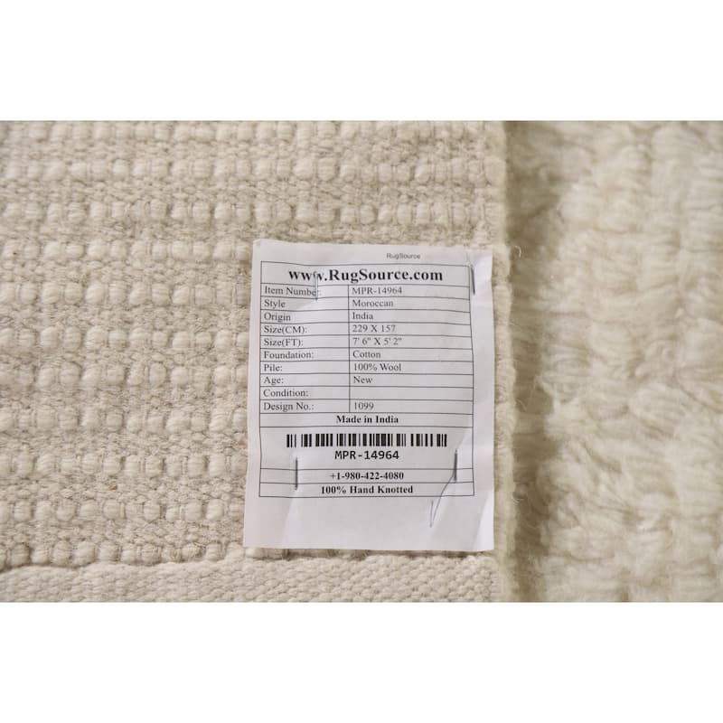 Earth Tone Moroccan Oriental Area Rug Handmade Wool Carpet - 5'2"x 7'6"