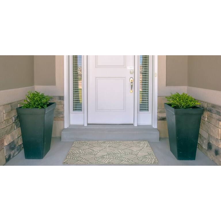 Indoor/Outdoor Water Resistant Hialeah Ivory & Yellow Washable Area Rug Washable Area Rug - 2' x 3'