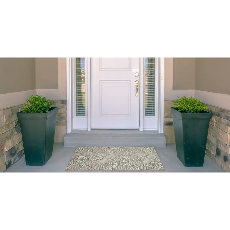 Indoor/Outdoor Water Resistant Hialeah Ivory & Yellow Washable Area Rug Washable Area Rug - 2' x 3'