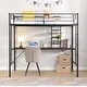 preview thumbnail 1 of 5, Twin Size Metal Loft Bed with Desk and Storage Shelves for Kids, Boys and Girls Black