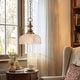 preview thumbnail 11 of 11, Mid-Century Modern 1-Light Gold Dome Pendant Light with Grid-Textured Glass for Kitchen Island Dining Room