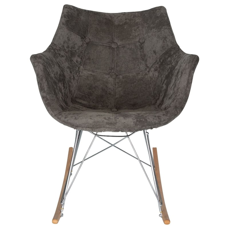 Willow Modern Velvet Upholstered Rocking Nursery Chair - Mid Century Accent Armchair for Home Living Bedroom Indoor & Outdoor