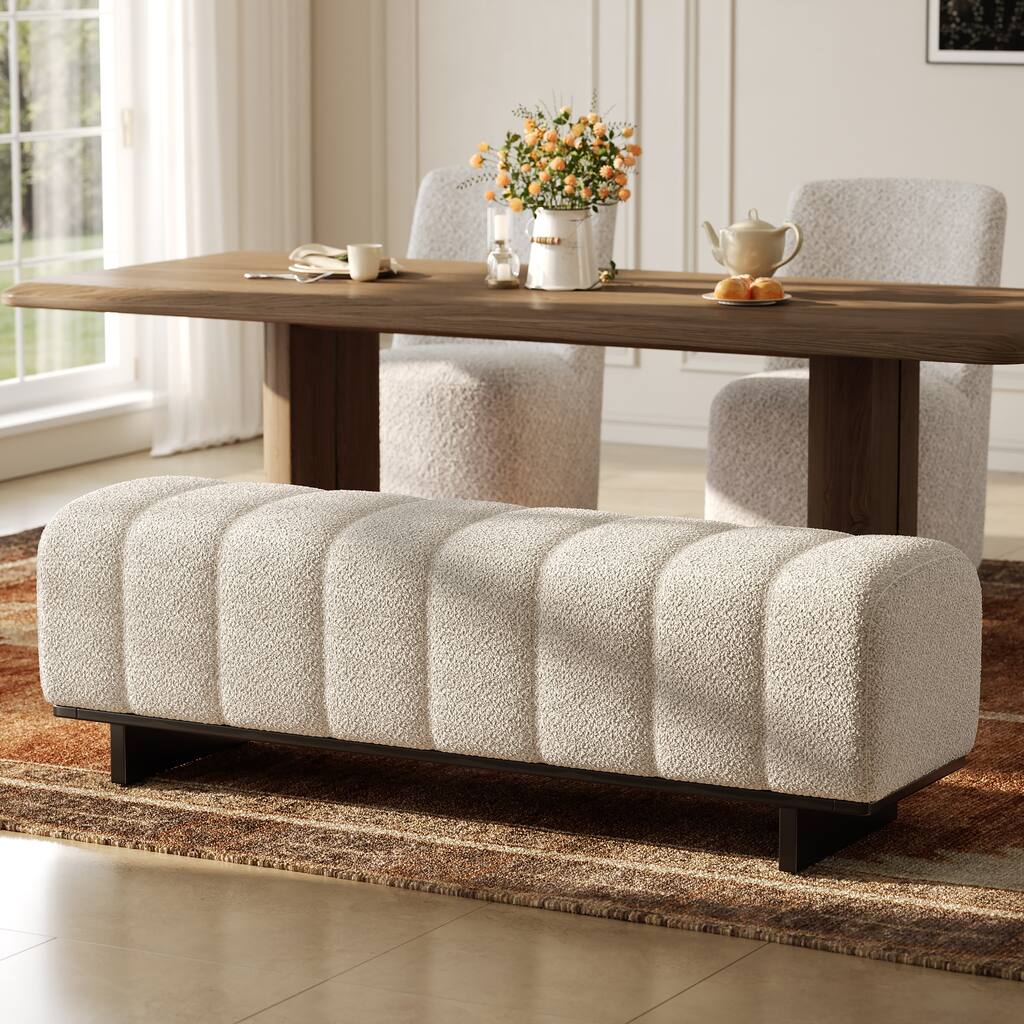 Christopher Knight Home - Modern Upholstered Dining Bench with Faux Fur Tufted Seating