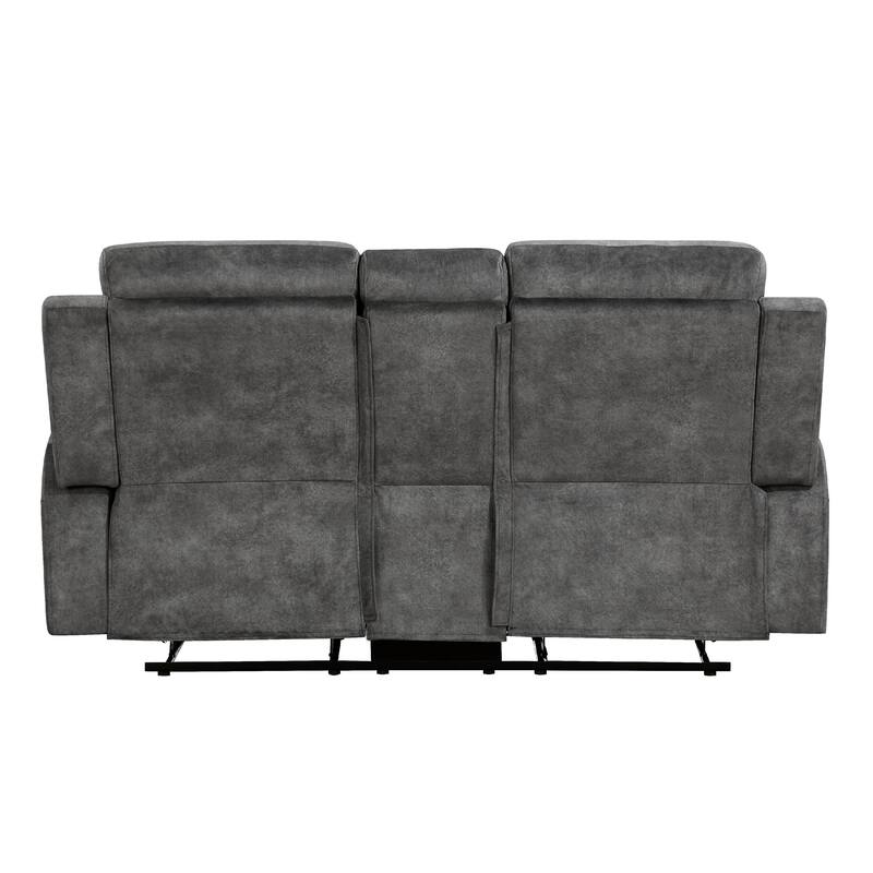 Tesy Manual Recliner Loveseat, Console, Dark Gray Microfiber 71 Inch