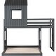 preview thumbnail 19 of 29, Twin Over Full Size Bunk Bed, Loft Bed with Playhouse & Ladder Upholstered Bed and Guardrails Wooden Houses Bed