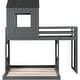 preview thumbnail 17 of 23, Wooden Twin Over Full Bunk Bed, Loft Bed With Playhouse, Farmhouse, Ladder And Guardrails
