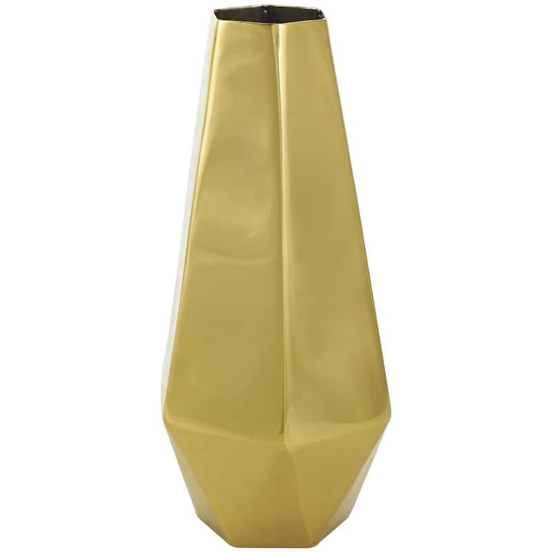 Stainless Steel Metal Geometric Hexagon Shaped Decorative Vase with Varying Heights - Set of 3 Gold - Roche River Decor
