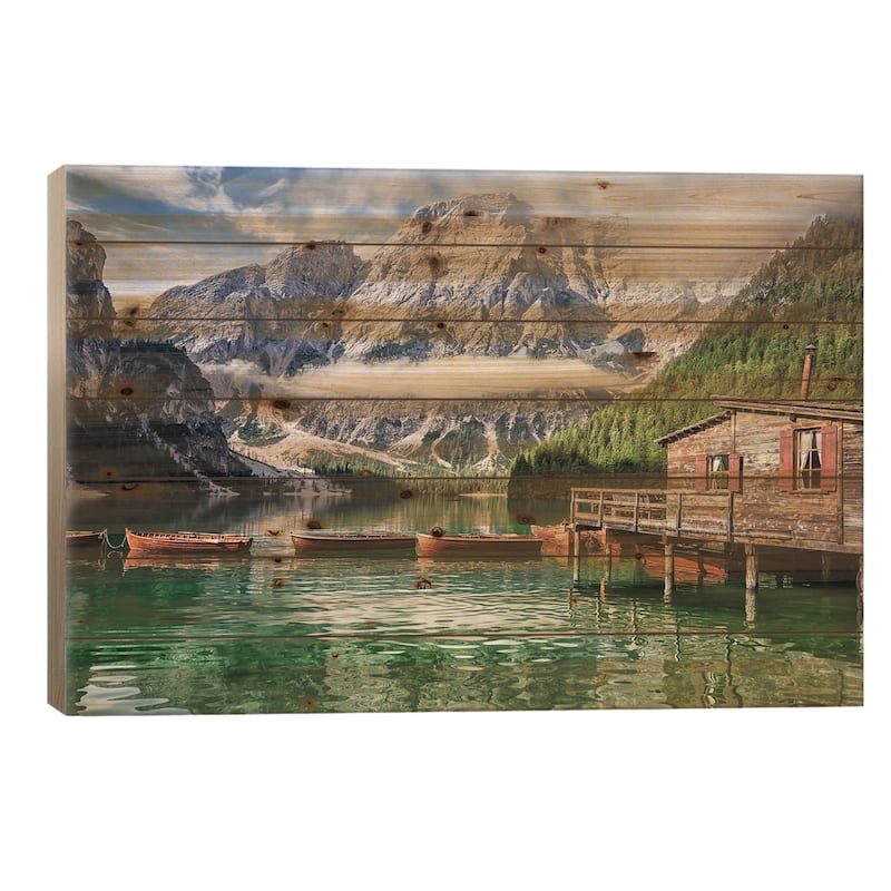 Cabin In Braies Print On Wood by Manjik Pictures - Multi-Color - 26x40x1.5