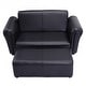 preview thumbnail 8 of 6, Children Sofa 2 Seat Armrest Chair Lounge with Footstool Black