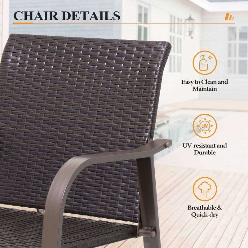 Crestlive Products Outdoor Counter Height Wicker Bar Stools - 21.7" W x 25.6" D x 43.7" H